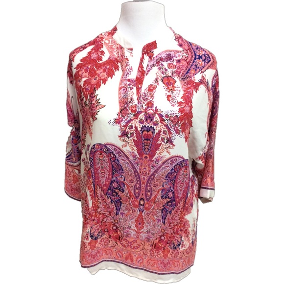 Violet & Claire Tops - M VIOLET + CLAIRE pink patterned flowing top